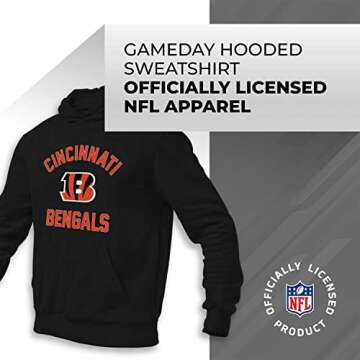 Team Fan Apparel NFL Adult Gameday Hooded Sweatshirt - Poly Fleece Cotton Blend - Stay Warm and Represent Your Team in Style (Cincinnati Bengals - Black, Large)