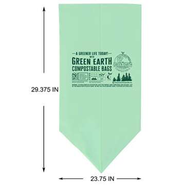 Green Earth Compostable Tall Kitchen Food Scrap Waste Bags, 13 Gallon, 49 Liter, 50-Count, Superior Strength 0.9 Mil Thickness, ASTM D6400, US BPI & Europe OK Compost Home Certified, USA