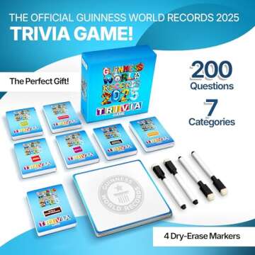 Guinness Book of World Records 2025 Trivia - Game for Adults, Kids and Families That Includes 200 Cards, 4 Whiteboards, and 4 Dry-Erase Markers That Makes a Great Gift for Game Night and Groups