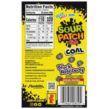 Holiday Sour Patch Kids Coal Theater Box - 3 Pack Gummy Candy