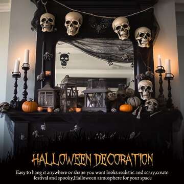 6 Pcs Halloween Decorations Creepy Cloth Indoor Outdoor, Scary Gauze Halloween Party Decoration, Spooky Home Decor Supplies for Table Tree Garden Doorways Haunted House Yard Skeleton (Black, 30"x72")