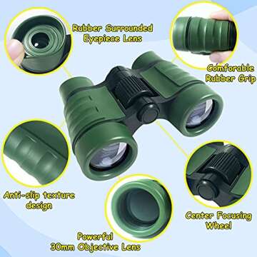 ESSENSON Binoculars for Kids Toy Gift for 3 4 5 6 7 8+ Year Old Boys Girls Kids Telescope Outdoor Toys for Sports and Outside Play Hiking, Bird Watching, Travel, Camping, Birthday Presents(Green)