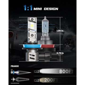 FRANXI H11 Bulbs 60W Cool White Fog Lights Pack of 2