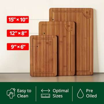 Royal Craft Wood Cutting Boards Set - Bamboo Kitchen Prep