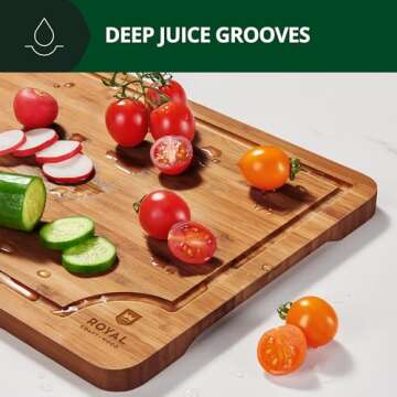 Royal Craft Wood Cutting Boards Set - Bamboo Kitchen Prep