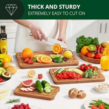 Royal Craft Wood Cutting Boards Set - Bamboo Kitchen Prep