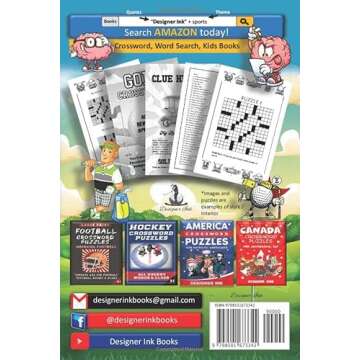 Golf Crossword Puzzles: Golfers, Courses, Terms, Legends. Golfing Sports Interior. Easy to Hard Words. ALL AGES Activity.