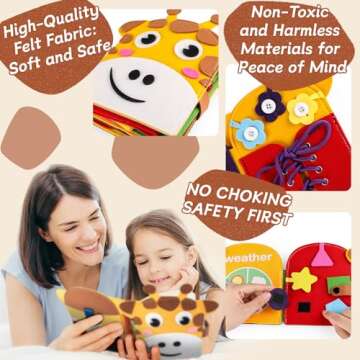 edusense Busy Book for Toddlers 1-3, Montessori Sensory Toys for Kids Age 1-3, Preschool Learning Activities Fine Moto Skills and Early Developmental Education, Ideal for Educational Travel Toys.