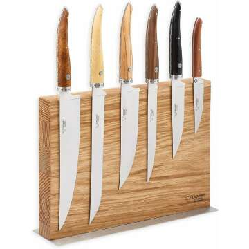 Premium Kitchen Knife Magnetic Block Set With Mixed Wood Handles - Sharp & Stylish