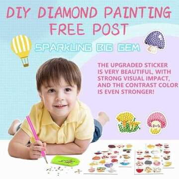 MEGZIHXN DIY 5D Diamond Art Stickers Kits for Kids,Mushrooms Umbrella Mushrooms Fan Mushrooms Colorful Mushrooms Numbers Gem Paint Creative Diamond Mosaic Sticker for Kids and Adult Beginners