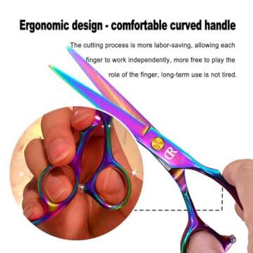 Professional Hair Cutting Shears Set,6 Inch Barber Hair Cutting Scissors Kit,Hairdressing Thinning Shears for Hair Cutting,Sharp Blades Haircut Scissors Kit for Women/Men/Kids (Rainbow)