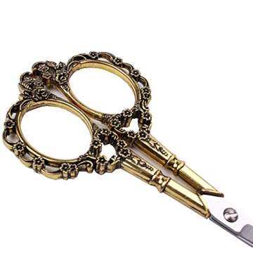 BIHRTC Gold Vintage Plum Blossom Scissors and Classic Crane Design Sewing Scissors for Embroidery, Sewing, Craft, Art Work & Everyday Use