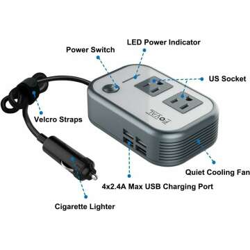 FOVAL 200W Car Power Inverter for Laptop Charging