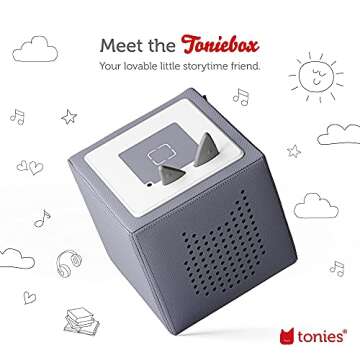 Toniebox Audio Player Starter Set with Playtime Puppy - Listen, Learn, and Play with One Huggable Little Box - Gray