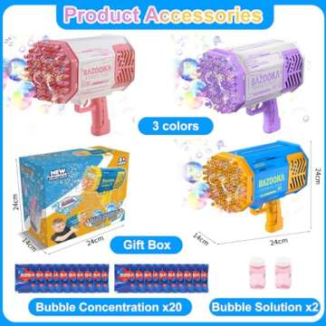 Bubble Gun Bubble Machine Gun 69 Holes Automatic Bubbles Machine for Kids Adults Outdoor Toys Gift for Birthday Wedding Party Bubble Blaster for Indoor Bubble Blower Toddlers - Blue Bubble Makers