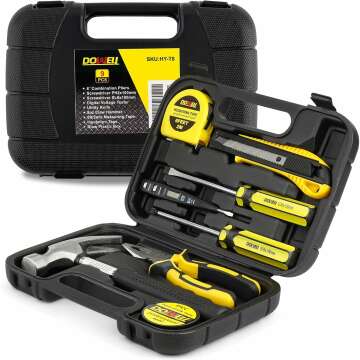 DOWELL 9-Piece Small Homeowner Tool Set with Storage Case