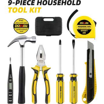 DOWELL Small Homeowner Tool Set - 9 Pieces