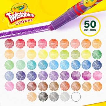 Crayola Mini Twistables Crayons (50ct), Kids Art Supplies for Back to School, Coloring Set, Toddler Crayons for Coloring Books