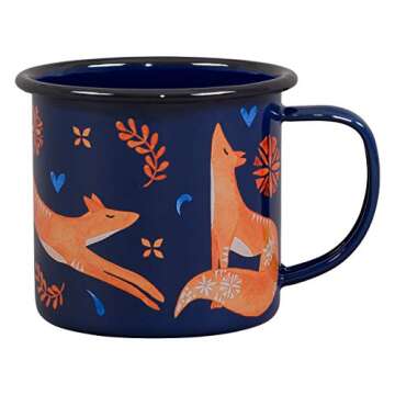 Folklore Woodland Watercolor Durable Travel Enamel Beverage Mug, Fox