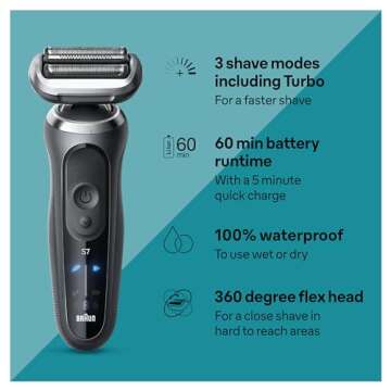 Braun Series 7 7185cc Electric Shaver for Men - Wet & Dry Shaving Kit