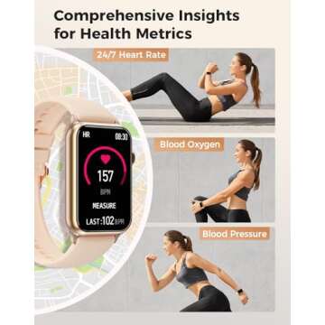 Smart Watch, Health Fitness Tracker Watch for Women Men with 24/7 Heart Rate Spo2 Blood Pressure Monitor Sleep Tracker 128 Exercise Modes Step Calorie Counter Pedometer IP68 Waterproof for Android iOS