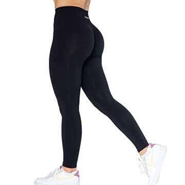 AUROLA Dream Collection Workout Leggings for Women High Waist Seamless Scrunch Athletic Pants Set(Black+Naval Academy) M