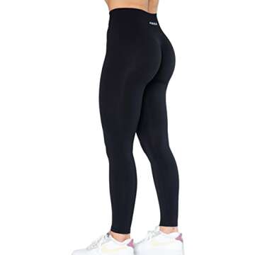 AUROLA Dream Collection Workout Leggings for Women High Waist Seamless Scrunch Athletic Pants Set(Black+Naval Academy) M