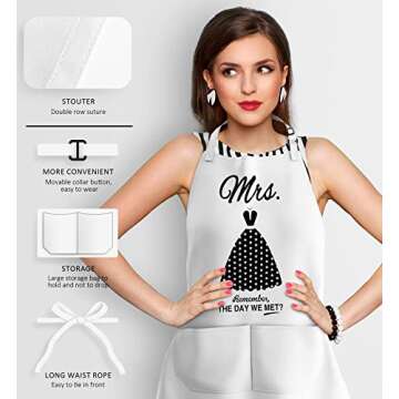 Mr and Mrs Aprons for Couples Gifts - Anniversary, Bridal Shower, Wedding, Engagement gifts for Couples, Christmas Gifts for Couple, His and Her Gifts, 8 Pack Kitchen Cooking Apron Gift Set