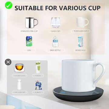 GARMEE Mug Warmer Coffee Warmer - Cup Warmer with 2 Temperature Settings Smart Tea Warmer Portable Beverage Warmer Drink Warmer for Office丨Desk丨Cocoa丨Coffee丨Tea丨Milk丨Hot Drinks