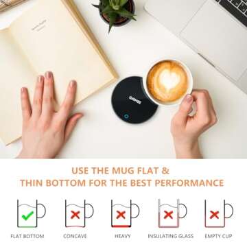 GARMEE Mug Warmer Coffee Warmer - Cup Warmer with 2 Temperature Settings Smart Tea Warmer Portable Beverage Warmer Drink Warmer for Office丨Desk丨Cocoa丨Coffee丨Tea丨Milk丨Hot Drinks