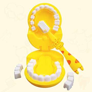 YOUYA DENTAL Early Education Brushing Toys, Children Role Play Toys Cute Giraffe Early Education Cartoon Tooth Brushing Toys Model Teaching Children Brushing Model for Kindergarten Kids Children