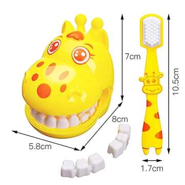 YOUYA DENTAL Early Education Brushing Toys, Children Role Play Toys Cute Giraffe Early Education Cartoon Tooth Brushing Toys Model Teaching Children Brushing Model for Kindergarten Kids Children