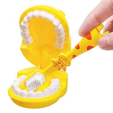 YOUYA DENTAL Early Education Brushing Toys, Children Role Play Toys Cute Giraffe Early Education Cartoon Tooth Brushing Toys Model Teaching Children Brushing Model for Kindergarten Kids Children