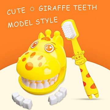 YOUYA DENTAL Early Education Brushing Toys, Children Role Play Toys Cute Giraffe Early Education Cartoon Tooth Brushing Toys Model Teaching Children Brushing Model for Kindergarten Kids Children