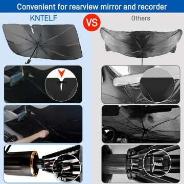 Car Sun Shade Windshield Umbrella for Car Window Shades,5 Layers UV Block Coating Folding Car Windshield Sun Shade Cover,Front Window Windshield Heat Insulation Protection-Large Size 55"*32"