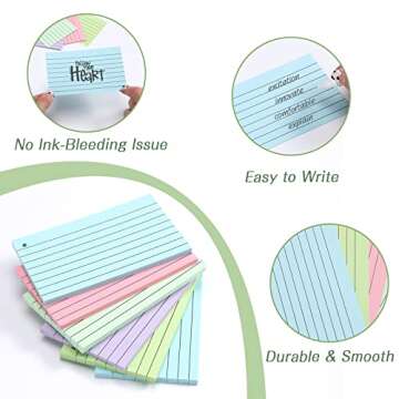 Yougeigy 500 Pieces Index Cards, 3x5 Inches Colorful Ruled Notecards with Spiral, Flash Cards, Study Cards Note Pad Paper for Taking Notes and Reminders, Work, College, School(100 Sheets per Color)