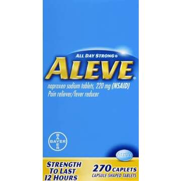 Aleve Caplets, Naproxen Sodium 220 mg (NSAID), Pain Reliever/Fever Reducer, #1 Orthopedic Surgeon Recommended, 270 Count