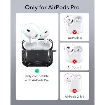 ESR for AirPods Pro 2nd Generation Case (HaloLock), Compatible with Airpods Pro Case 2nd/1st Gen (2023/2022/2019), Compatible with MagSafe, Powerful Drop Protection, Magnetic Lid, Black