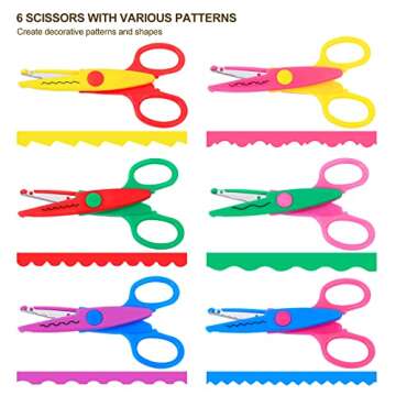 UCEC Craft Scissors Decorative Edge, Zig Zag Scissors, Kids Scissors, Safety Scissors, Design Pattern Scissors for Kids Toddler Adults, Crafting Scrapbooking Supplies for School, 12 Pack