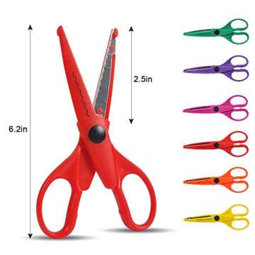 UCEC Craft Scissors Decorative Edge, Zig Zag Scissors, Kids Scissors, Safety Scissors, Design Pattern Scissors for Kids Toddler Adults, Crafting Scrapbooking Supplies for School, 12 Pack