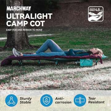 MARCHWAY Ultralight Folding Tent Camping Cot Bed, Portable Compact for Outdoor Travel, Base Camp, Hiking, Mountaineering, Lightweight Backpacking (Blue)