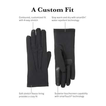 Isotoner Women's Cold Weather Gloves - smarTouch Driving, Faux Leather, Black