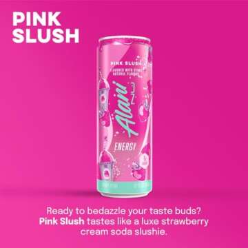 Alani Nu Pink Slush Sugar Free, Low Calorie Energy Drinks | 200mg Caffeine | Pre Workout Performance with Antioxidants | Biotin B Vitamins | Zero Sugar | 15 Calories or Less | 12 Fl Oz Cans (24 Pack)