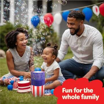 Move2Play USA Themed Bubble Blower | Bubble Machine | Bubble Toy Fireworks for Toddlers, Boys and Girls | Indoor & Outdoor | Birthday Party | Summer Fun | 4th of July Essential