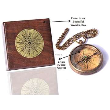 Proverbs 3:5-6 Engraved Compass Set with Wooden Box & Card