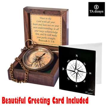 Engraved Proverbs 3:5-6 Compass with Gift Box