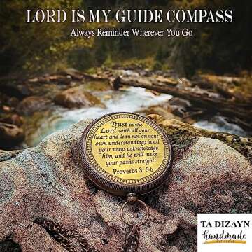 Engraved Proverbs 3:5-6 Compass with Gift Box