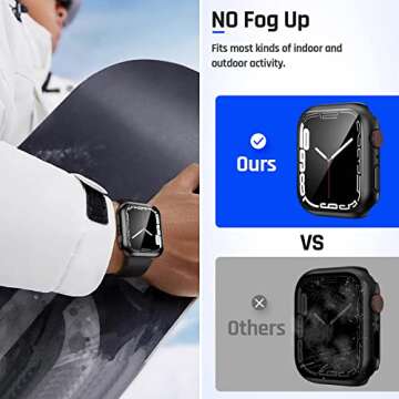 Goton Waterproof Case for Apple Watch 40mm SE (2nd Gen) Series 6 5 4 Screen Protector, Tempered Glass Hard PC Bumper Face Cover Compatible with iWatch Accessories 40 mm Black