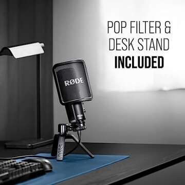 RØDE NT-USB Versatile Studio-quality Condenser USB Microphone with Pop Filter and Tripod for Streaming, Gaming, Podcasting, Music Production, Vocal and Instrument Recording