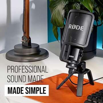 RØDE NT-USB Versatile Studio-quality Condenser USB Microphone with Pop Filter and Tripod for Streaming, Gaming, Podcasting, Music Production, Vocal and Instrument Recording